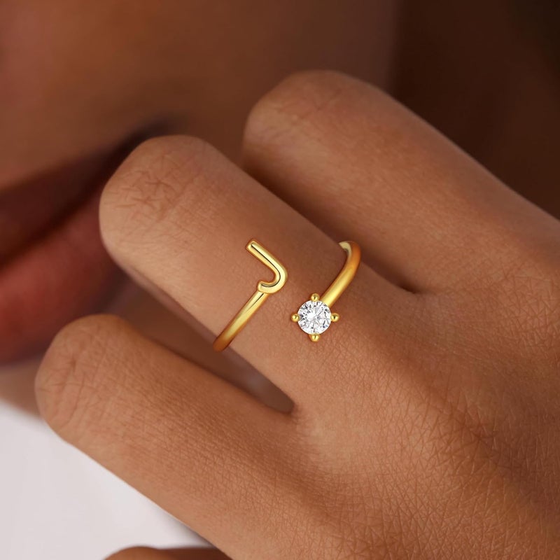 BLThing Store Initial Rings for Girls Kids Women - Dainty 14K Gold Plated Dainty A - Z Initial Letter Rings No Tarnish Teen Girls Gifts Trendy Stuff Birthday Gifts for 5 6 7 8 9 10 Year Old Girl - Image 2